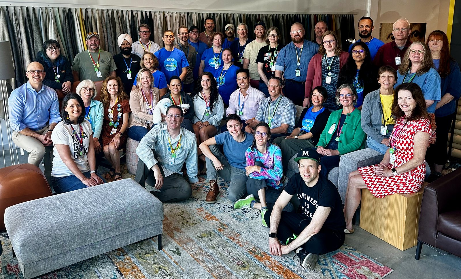 Kata Together group photo — about 40 participants gathered together for a community shot.